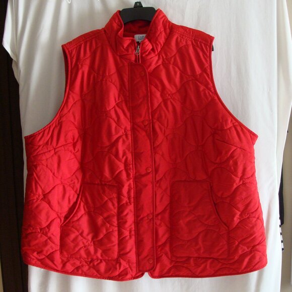 CROFT & BARROW Bright Red Sleeveless QUILTED VEST Jacket Sz 3X - Picture 1 of 8
